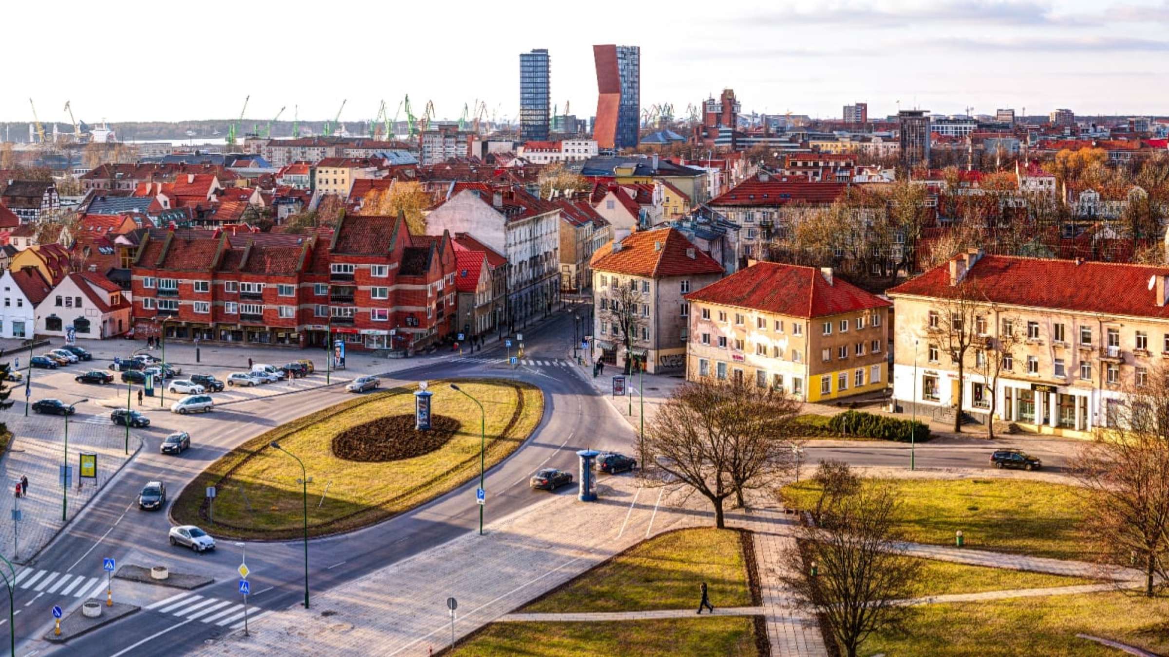 克莱佩达港鸟瞰图的老城,立陶宛